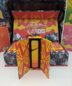 Whole Melt Starburst OG vape with colorful fruit candy pieces and earthy OG-inspired design