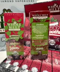Whole Melt Melon Haze vape with juicy melon slices and soft hazy vapor effect