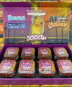 Whole Melt 50/50’s Resin premium live resin concentrate with golden texture, rich terpene profile, lab-tested hybrid extract close-up