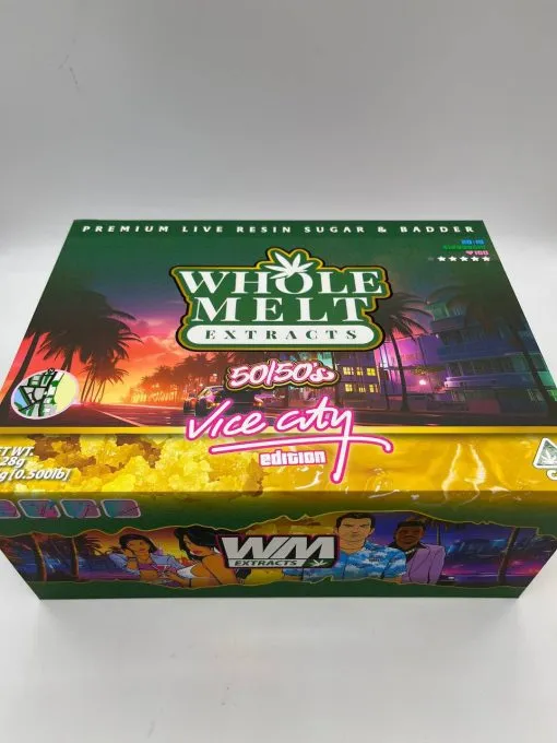 Close-up of Whole Melt Vice City Edition showing premium build and detailed branding