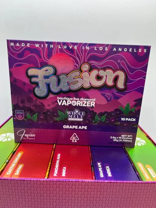 Fusion Grape Ape vape with rich grape flavor and vibrant packaging design