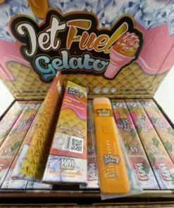 V6 Jet Fuel Gelato vape pen with creamy gelato and bold earthy fuel-inspired design