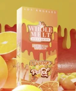 Whole Melt Orange Petrol vape with bright orange slices and bold fuel-inspired design